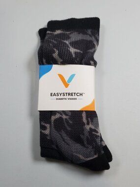 Viasox Easy Stretch Non Binding Diabetic Sock Men 13 - 19 NWT Camo Compression